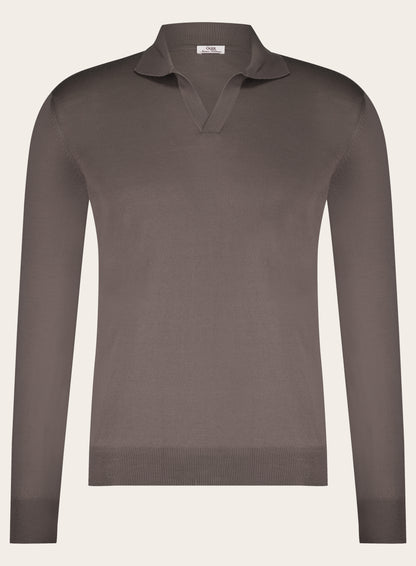 Buttonless polo van virgin wol | TAUPE