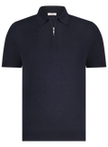 Poloshirt van zijde met ritssluiting | BLUE NAVY
