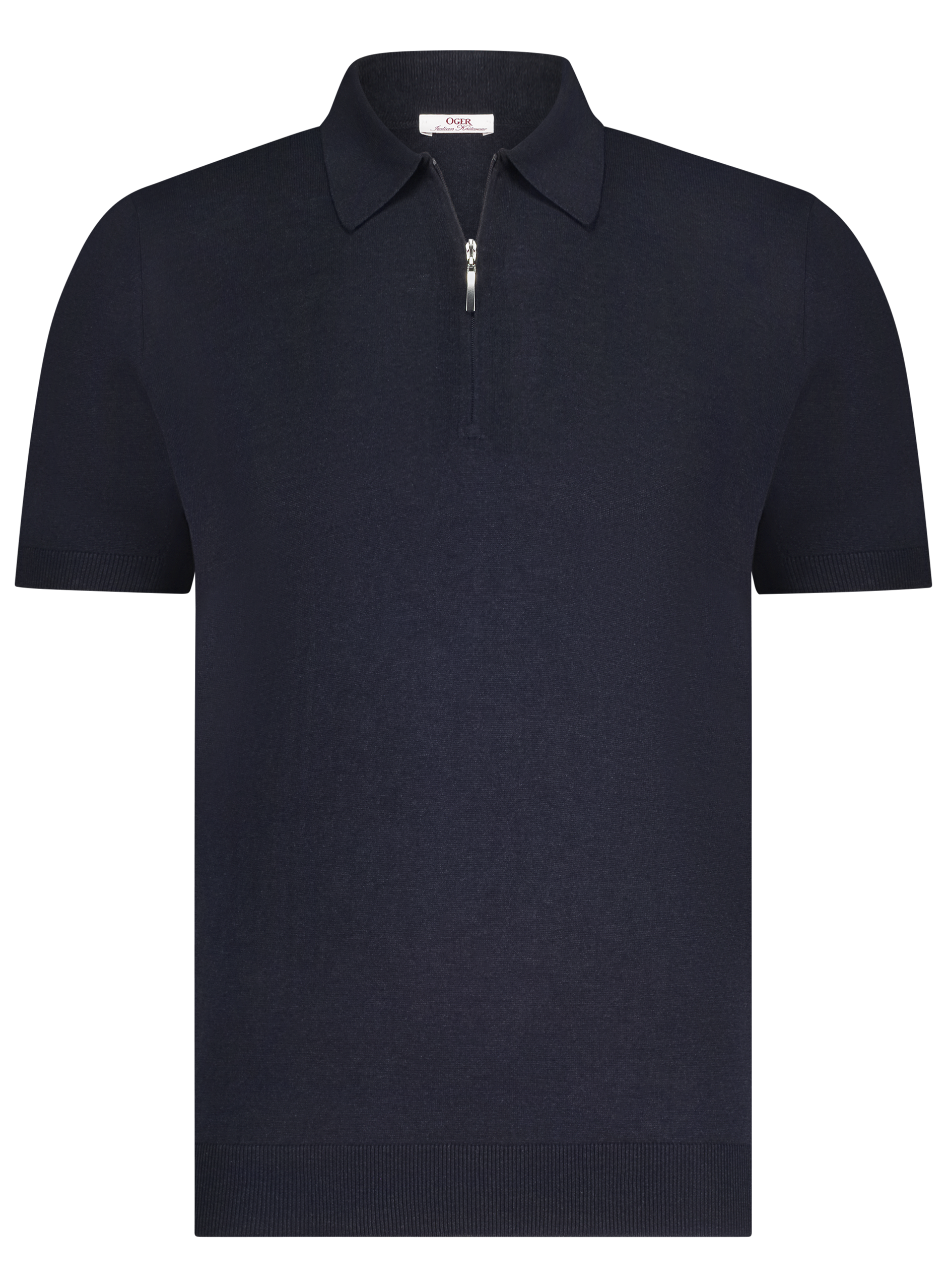 Poloshirt van zijde met ritssluiting | BLUE NAVY
