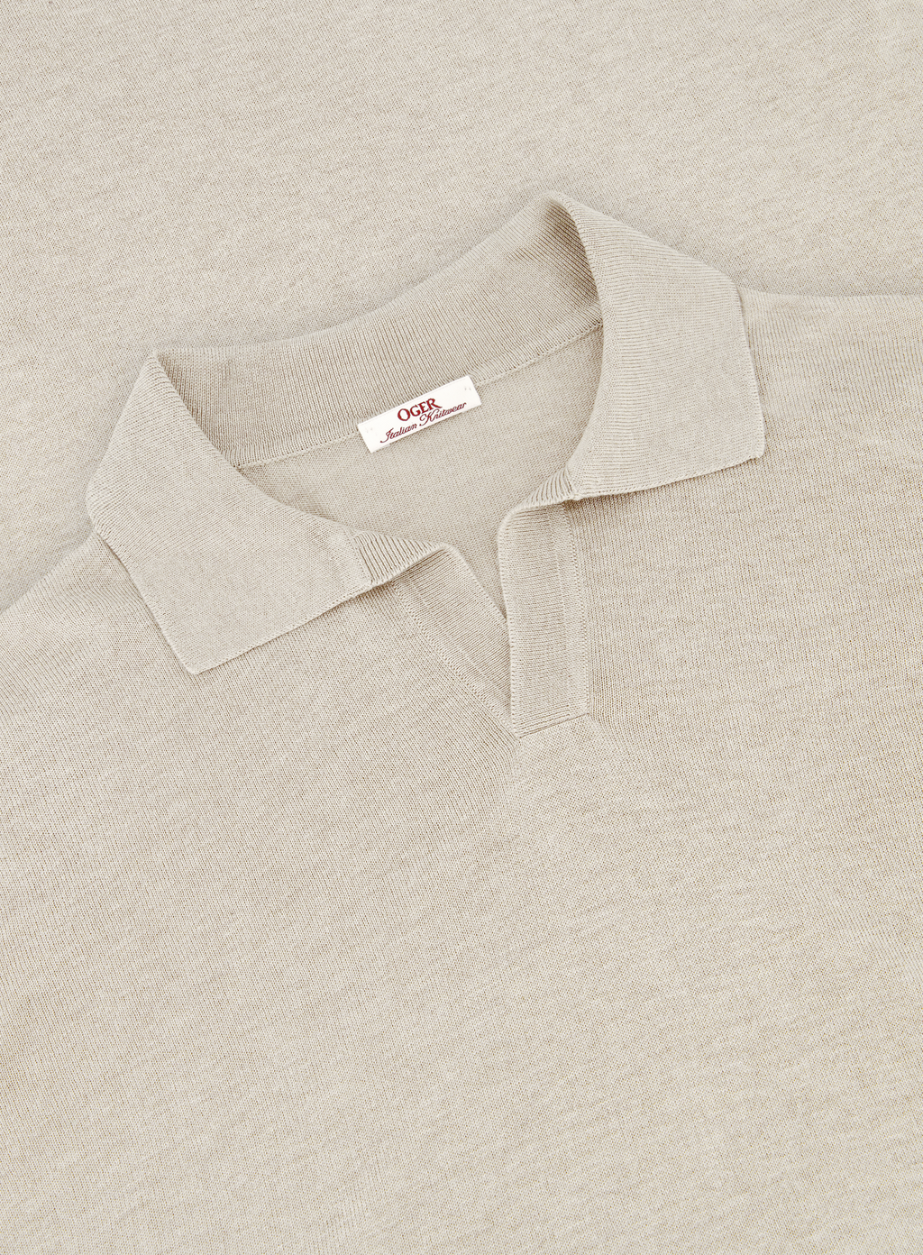 Buttonless polo van zijde | FULL_WIDTH | Beige
