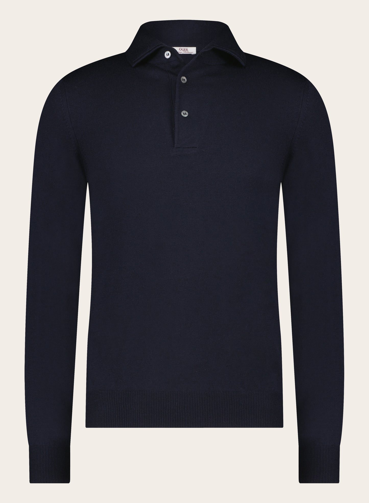 Lange mouw polo van wol | BLUE NAVY