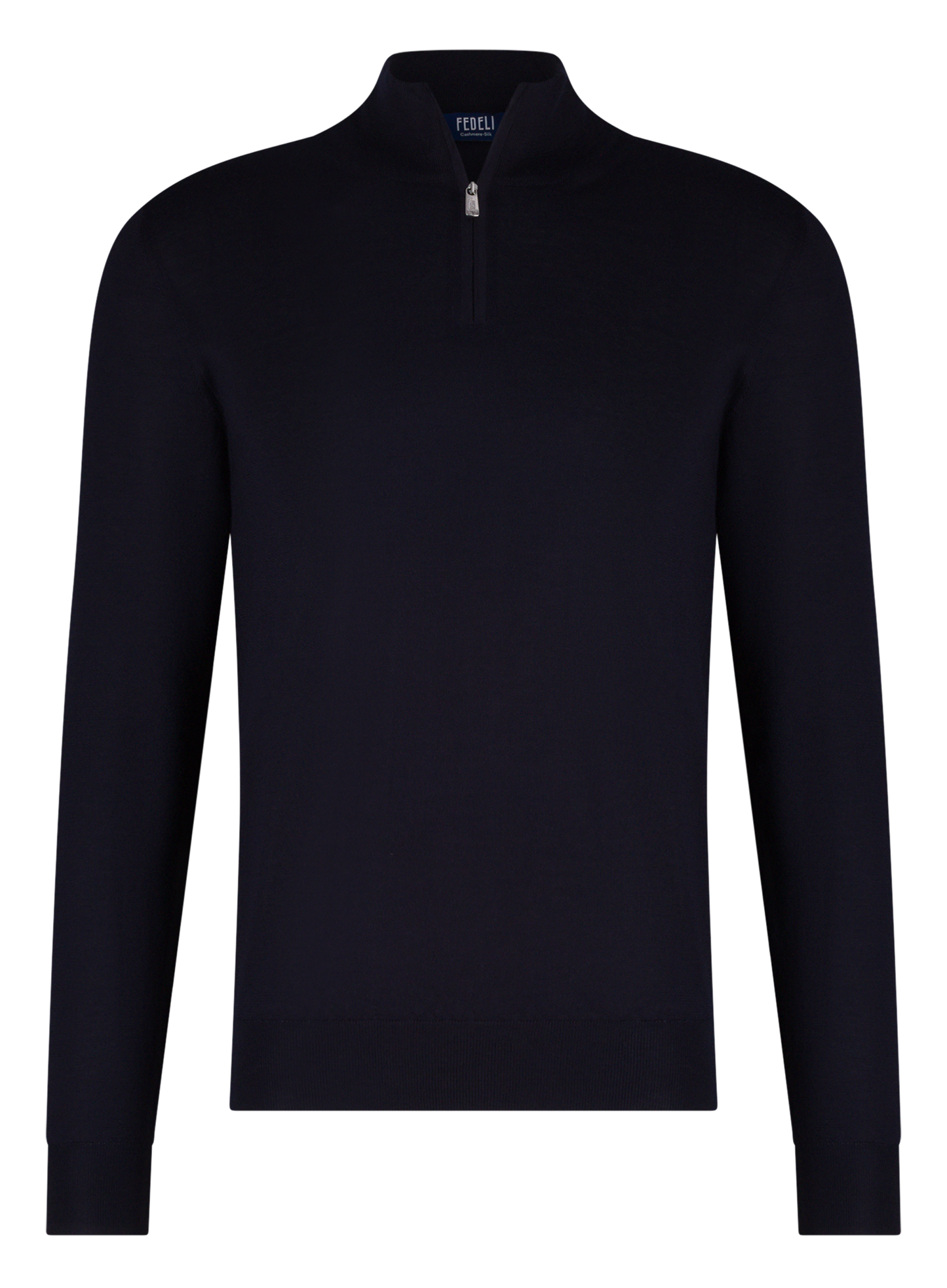 Half-zip vest van cashmere en zijde | BLUE NAVY