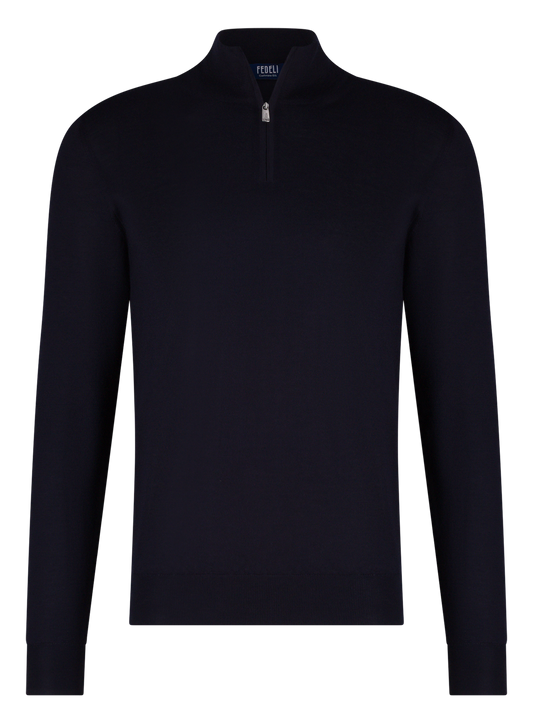 Half-zip vest van cashmere en zijde | BLUE NAVY