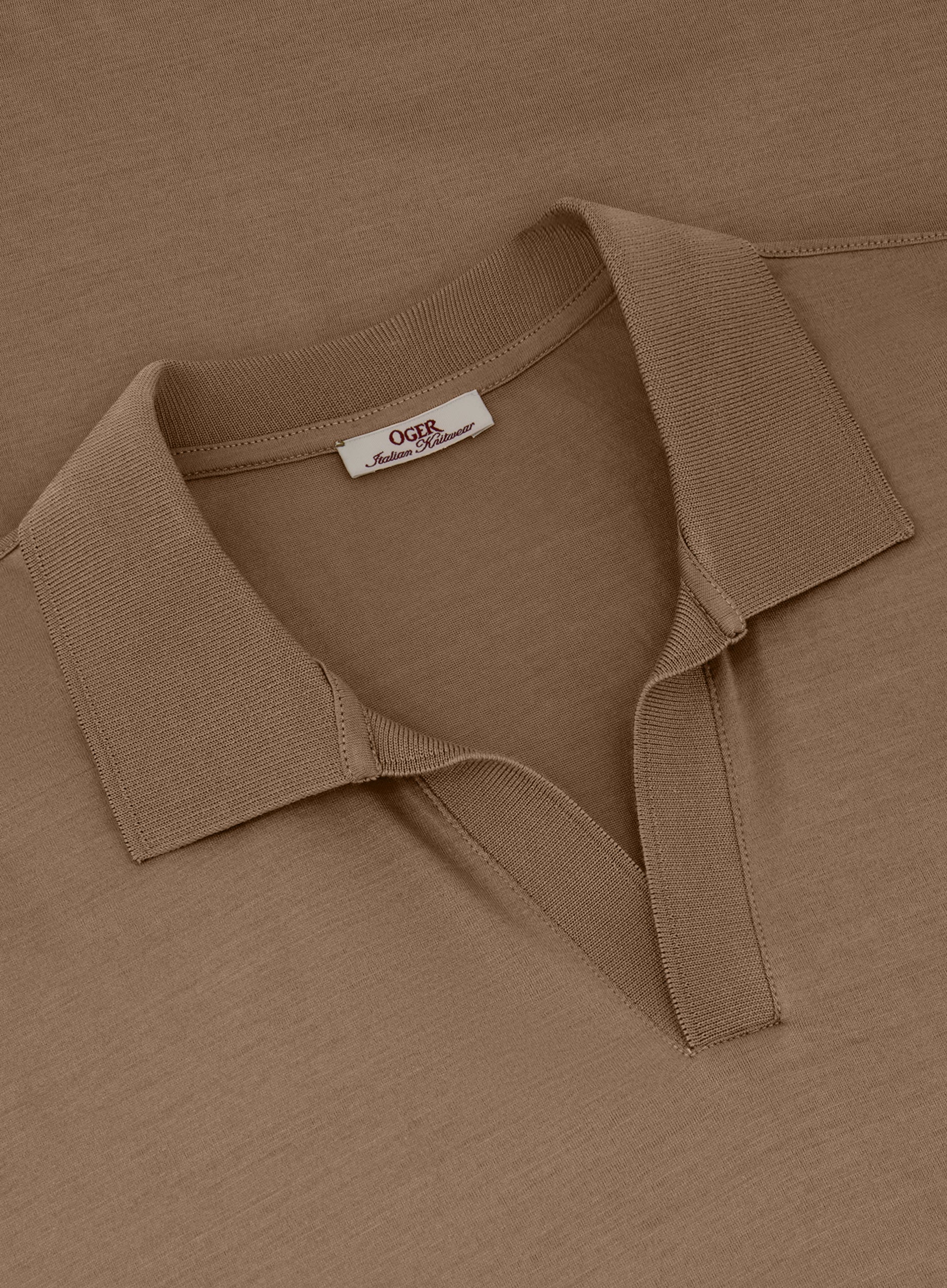 Buttonless polo van katoen | FULL_WIDTH | Camel