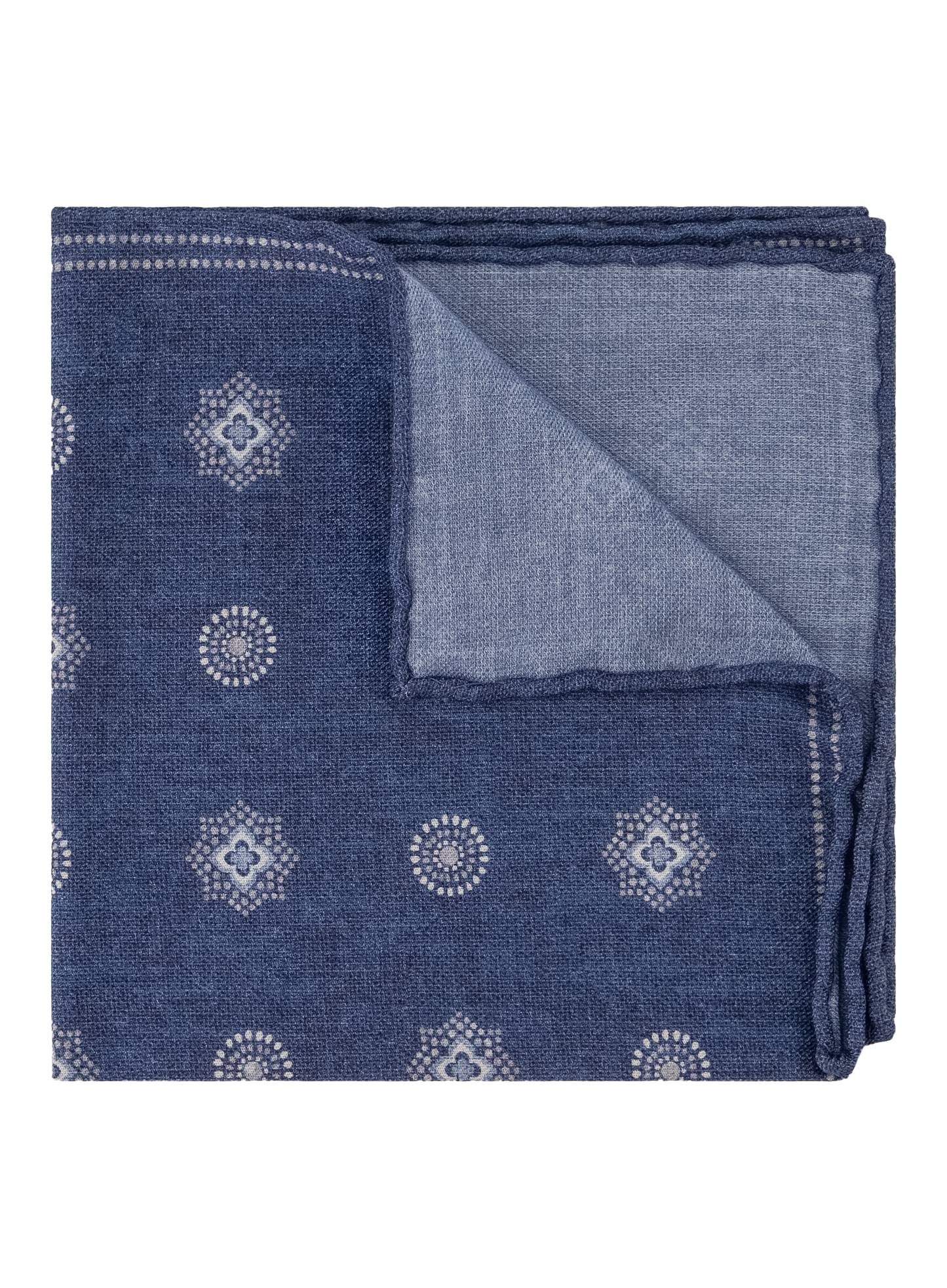 Pochet met print van wol en katoen | Blauw