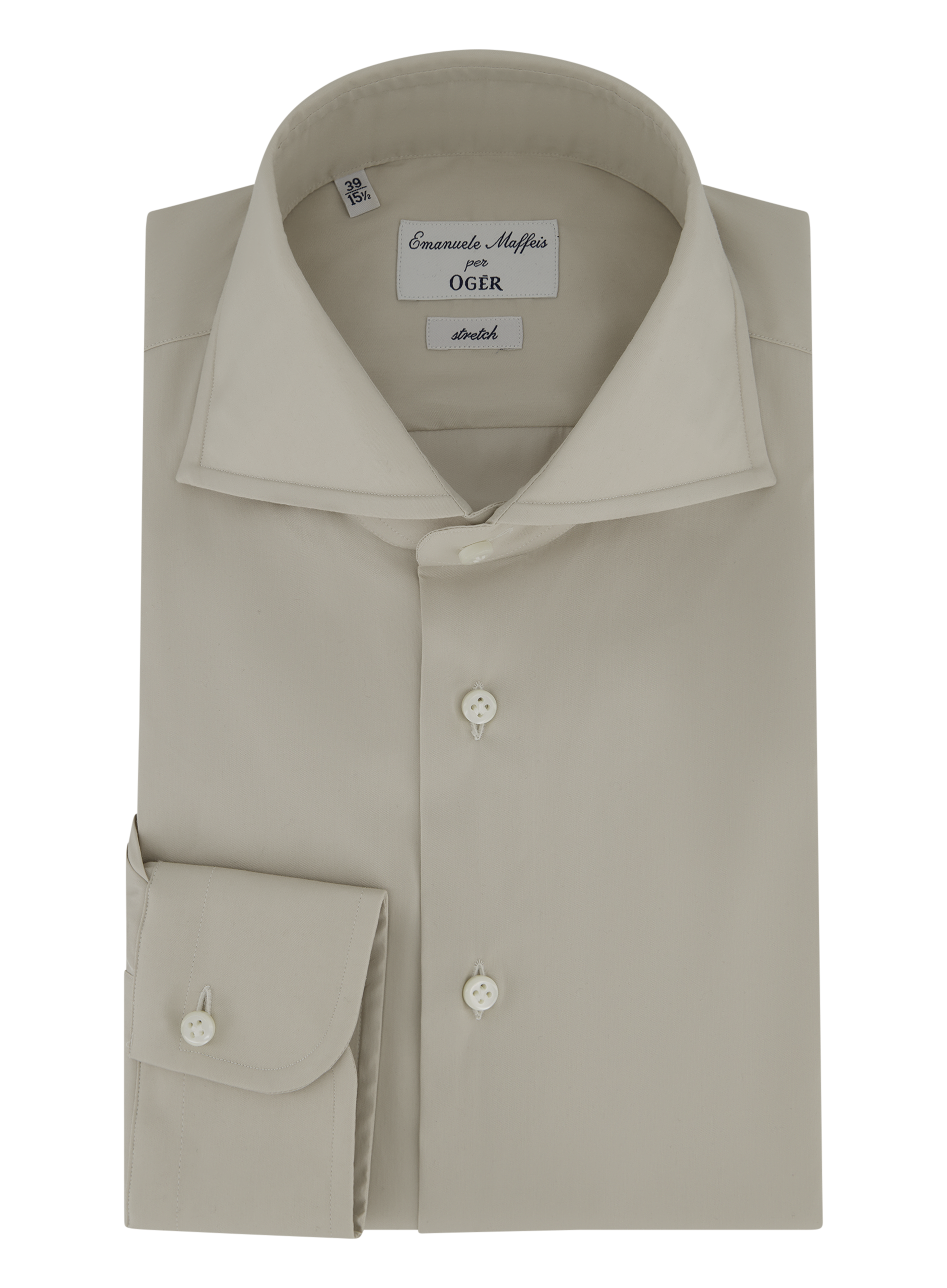 Stretch shirt van katoen | Beige