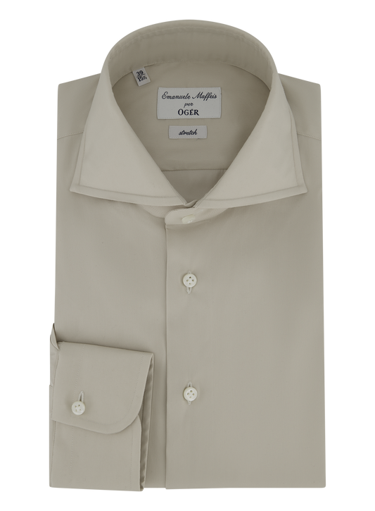 Stretch shirt van katoen | Beige