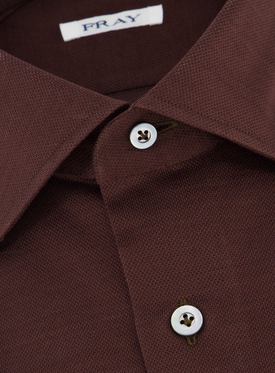 Regular-fit Gabriel shirt van piqué katoen | Bruin