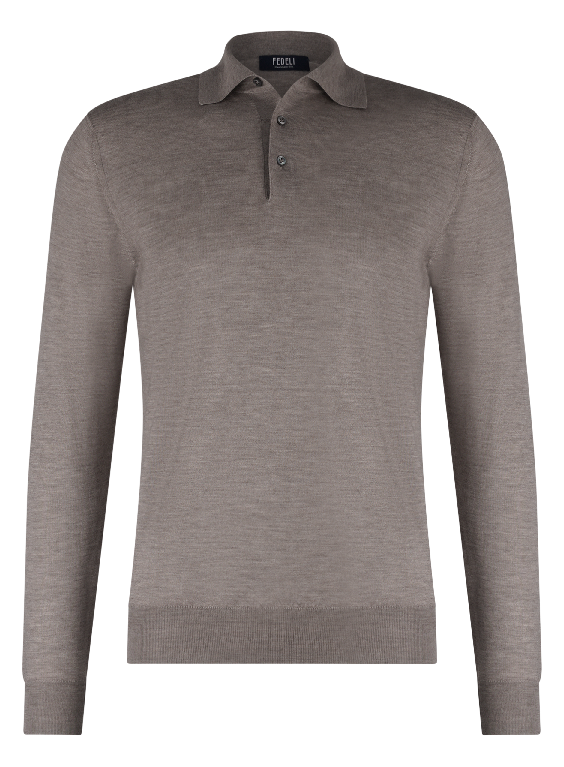 Polo van cashmere en zijde | TAUPE