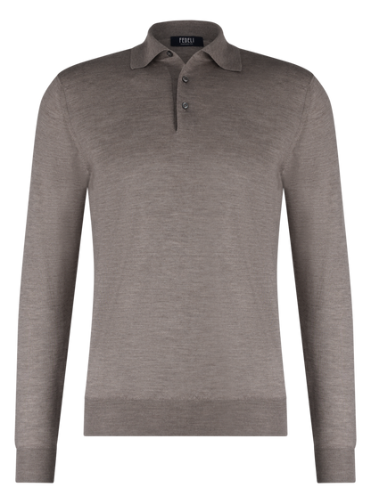 Polo van cashmere en zijde | TAUPE
