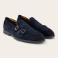 Dubbele gesp loafers van suède | BLUE NAVY