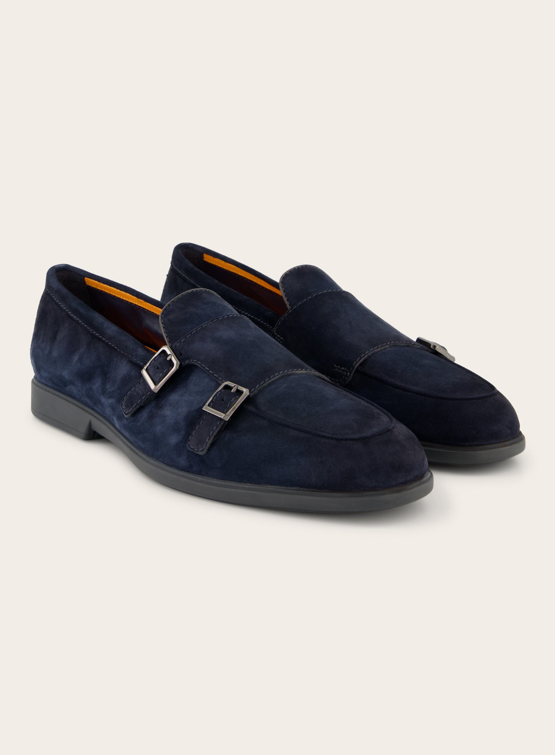 Dubbele gesp loafers van suède | BLUE NAVY