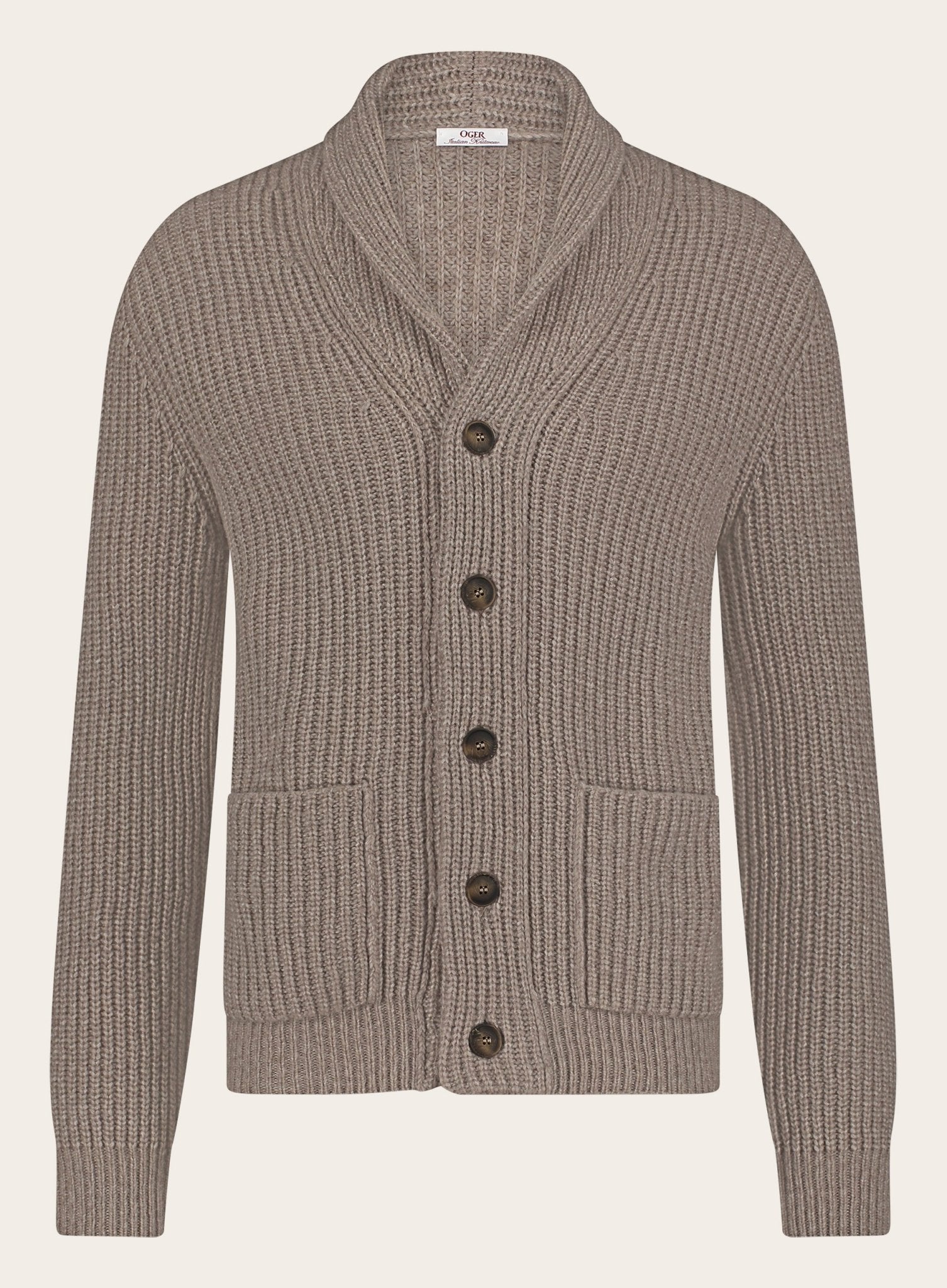 Cardigan met platte kraag | TAUPE 