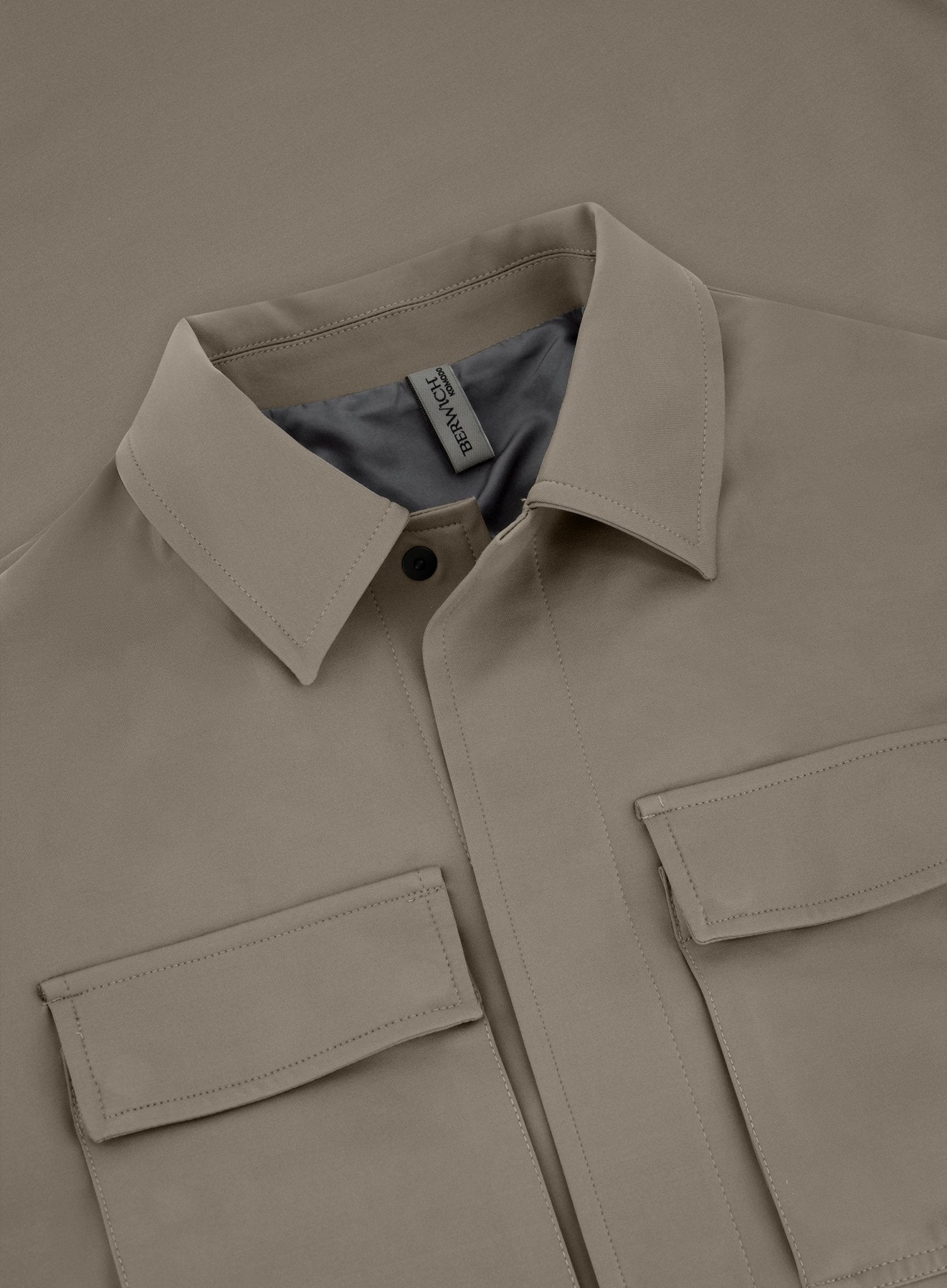 Overshirt met puntkraag | TAUPE