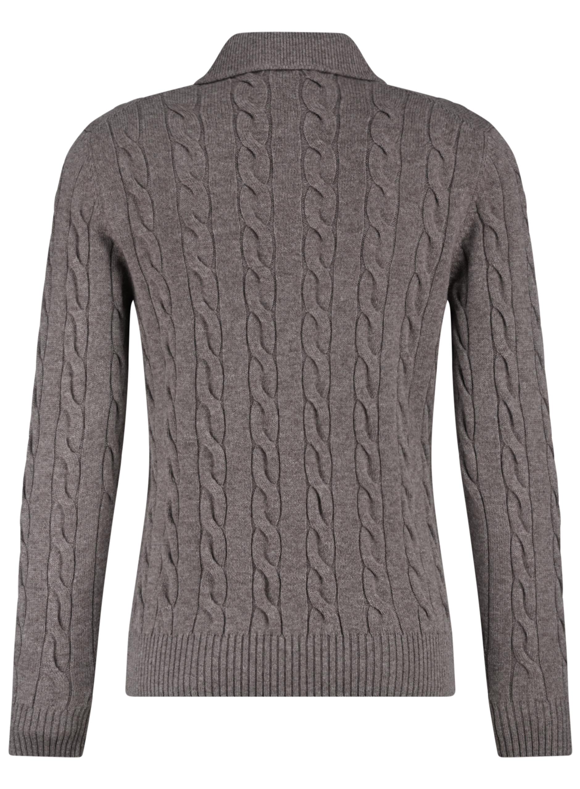 Kabelgebreide polo van wol en cashmere | TAUPE