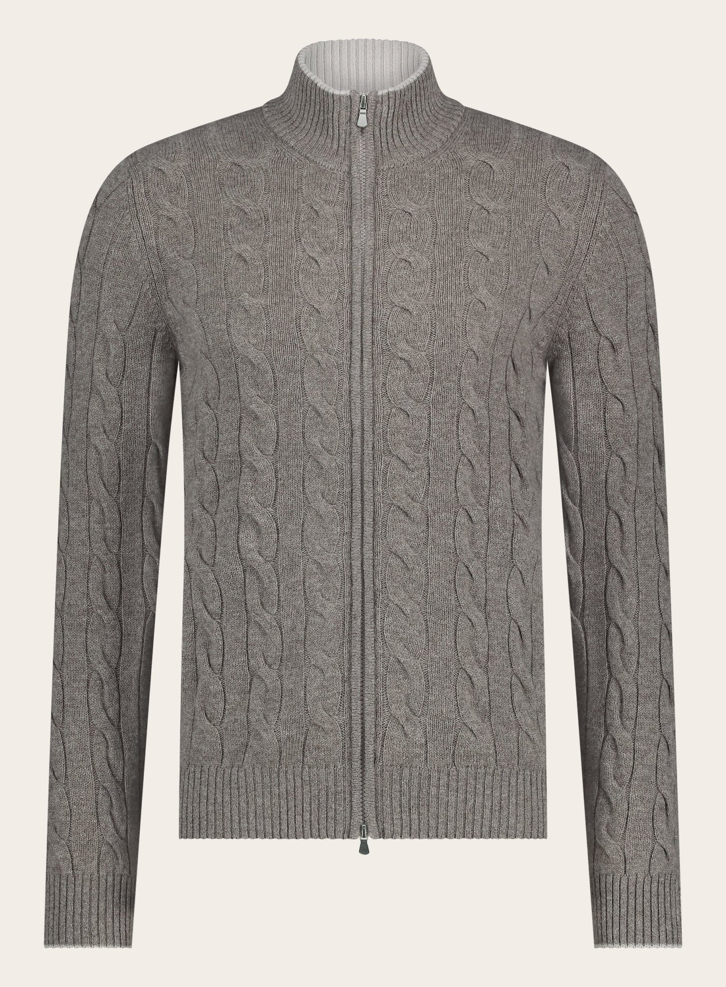 Ritsvest met kabelpatroon van wol en cashmere | TAUPE BRUIN 