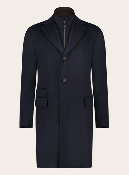 Slim-fit mantel van wol met uitneembaar binnenwerk | BLUE NAVY