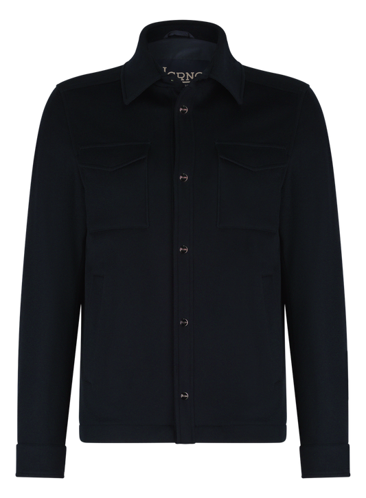 Shacket van wol en cashmere | BLUE NAVY