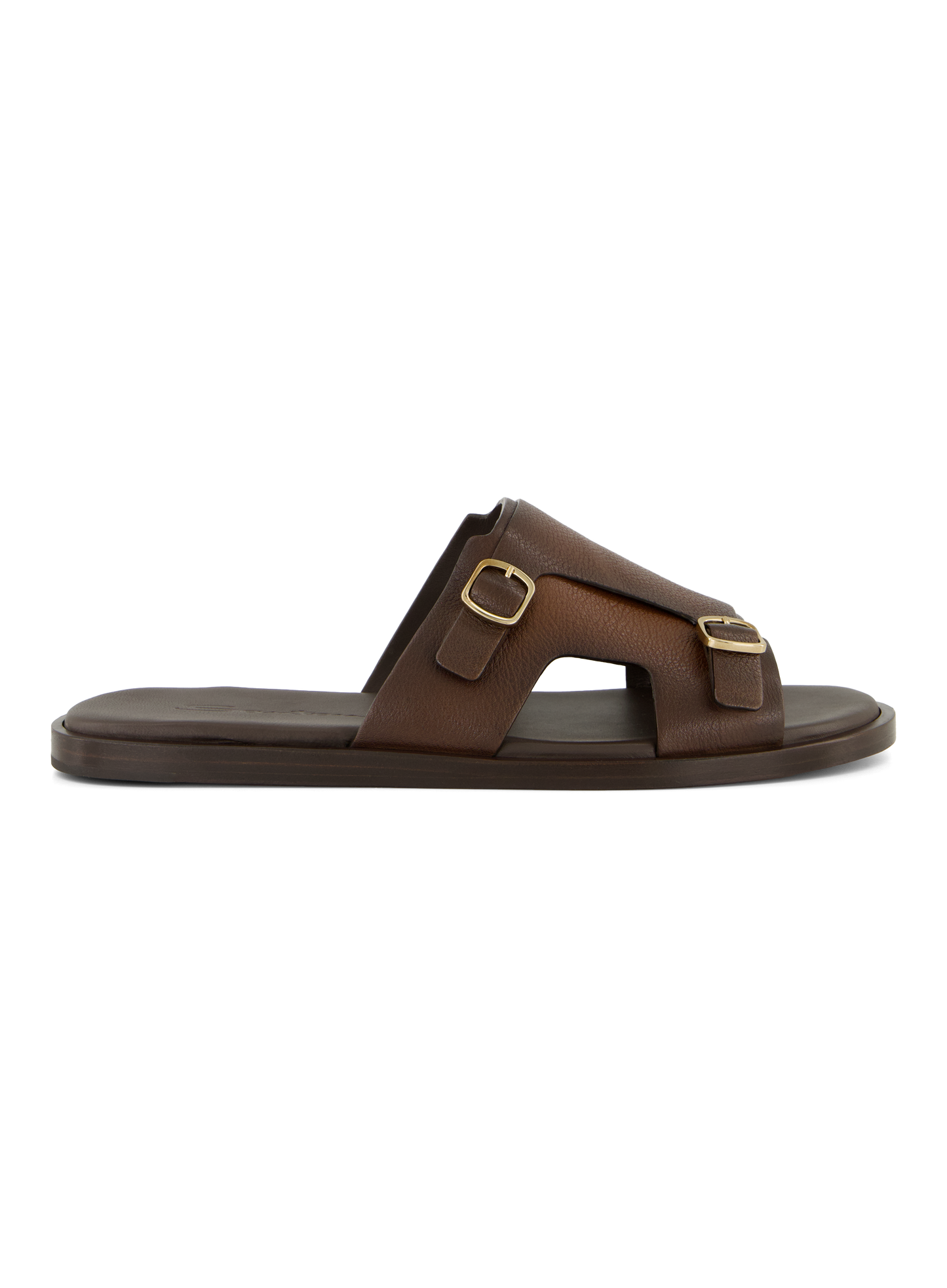 Dubbele gesp sandalen van leer | D.Bruin