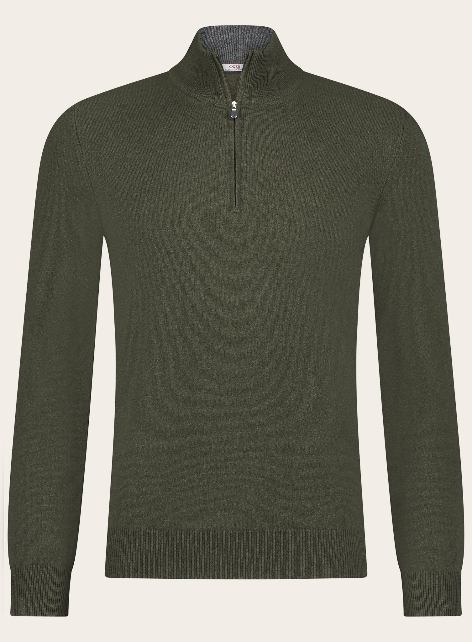 Half-zip van wol en cashmere | Groen