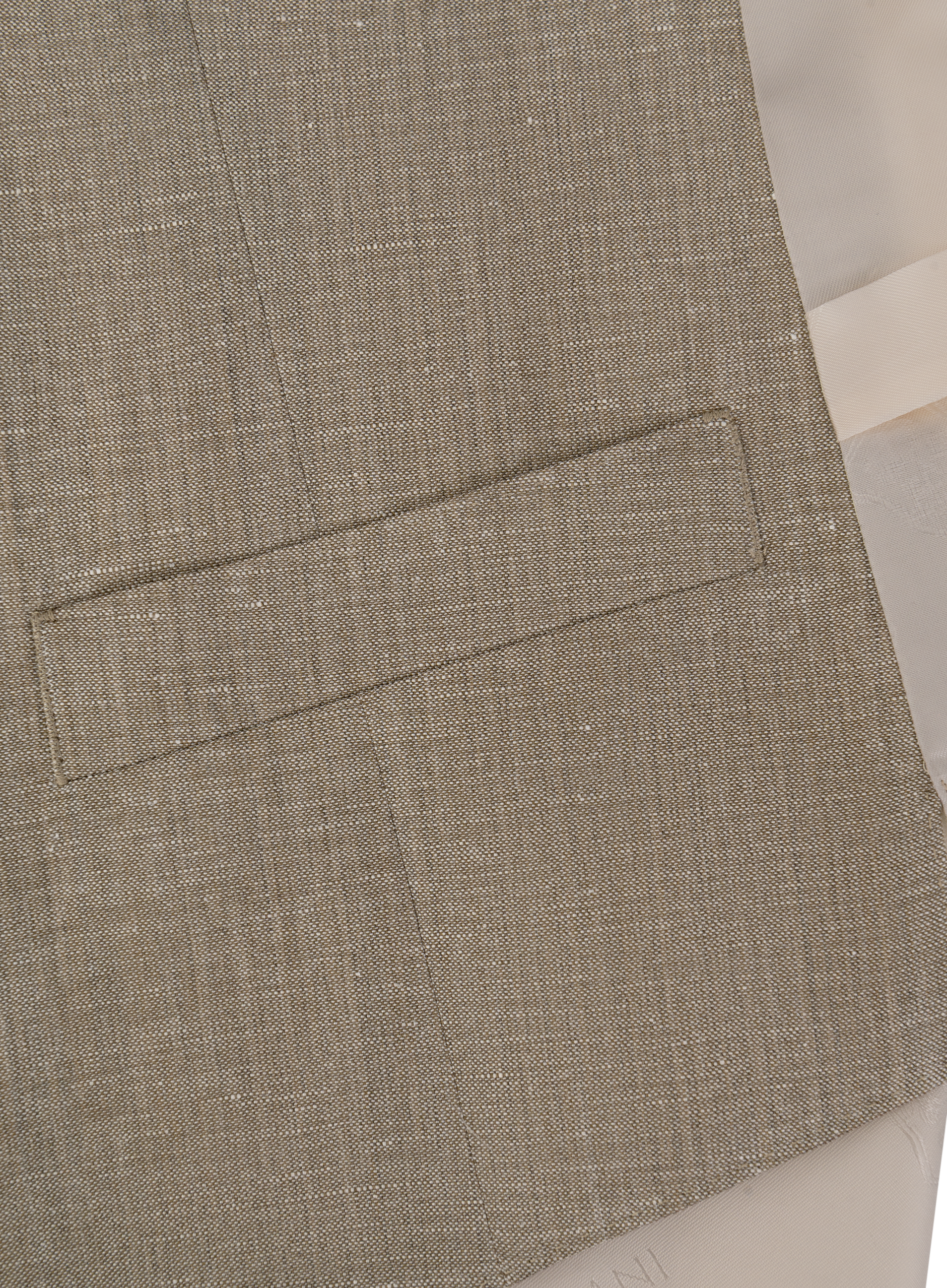 Driedelig pak van virgin wol en flax | FULL_WIDTH | Beige