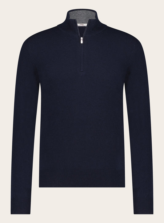 Half-zip van wol en cashmere | BLUE NAVY