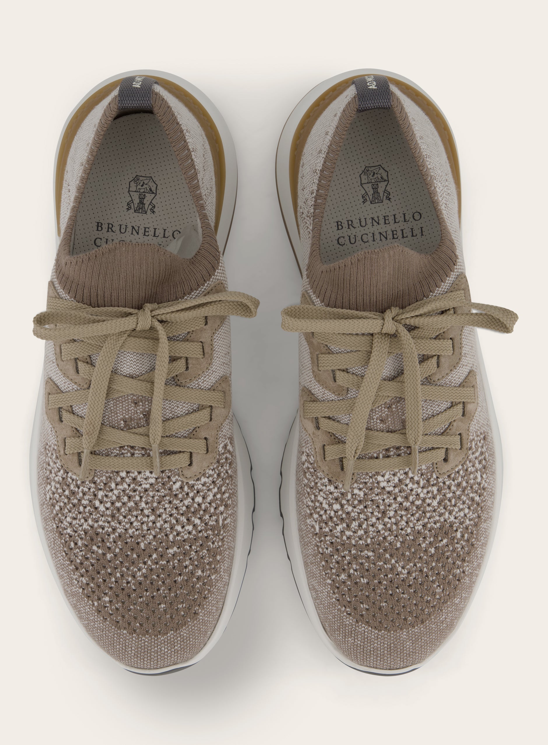 Knitted low-top sneakers | Beige-Bruin