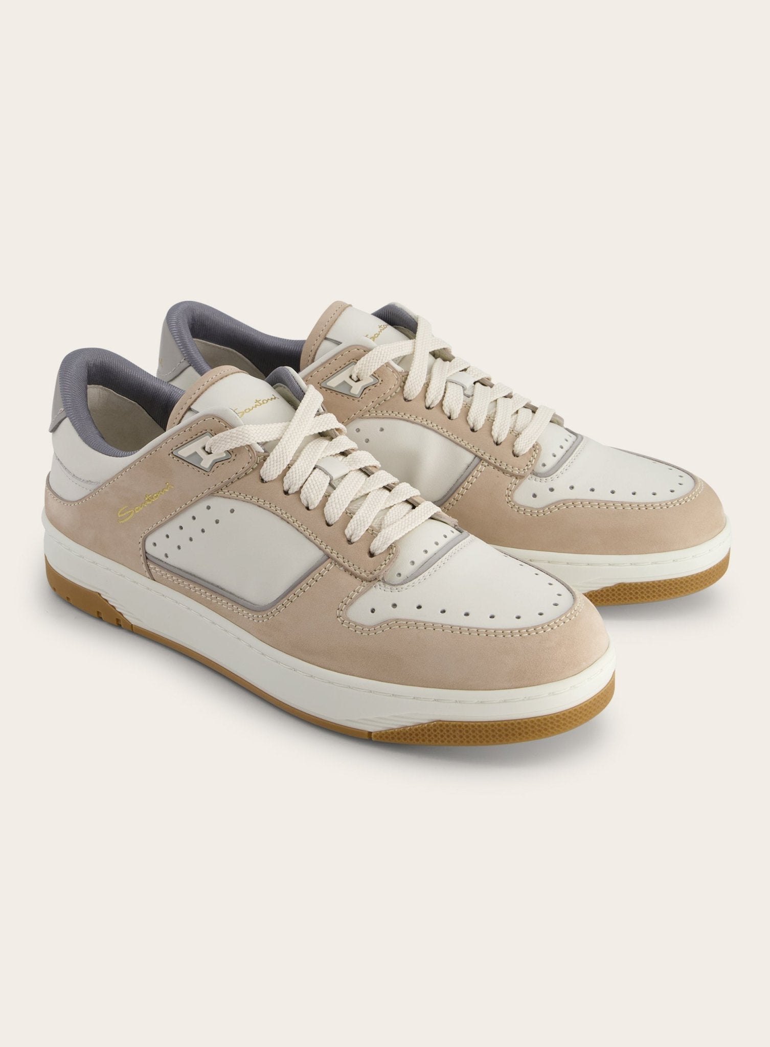 Low-top nubuck sneakers | Beige