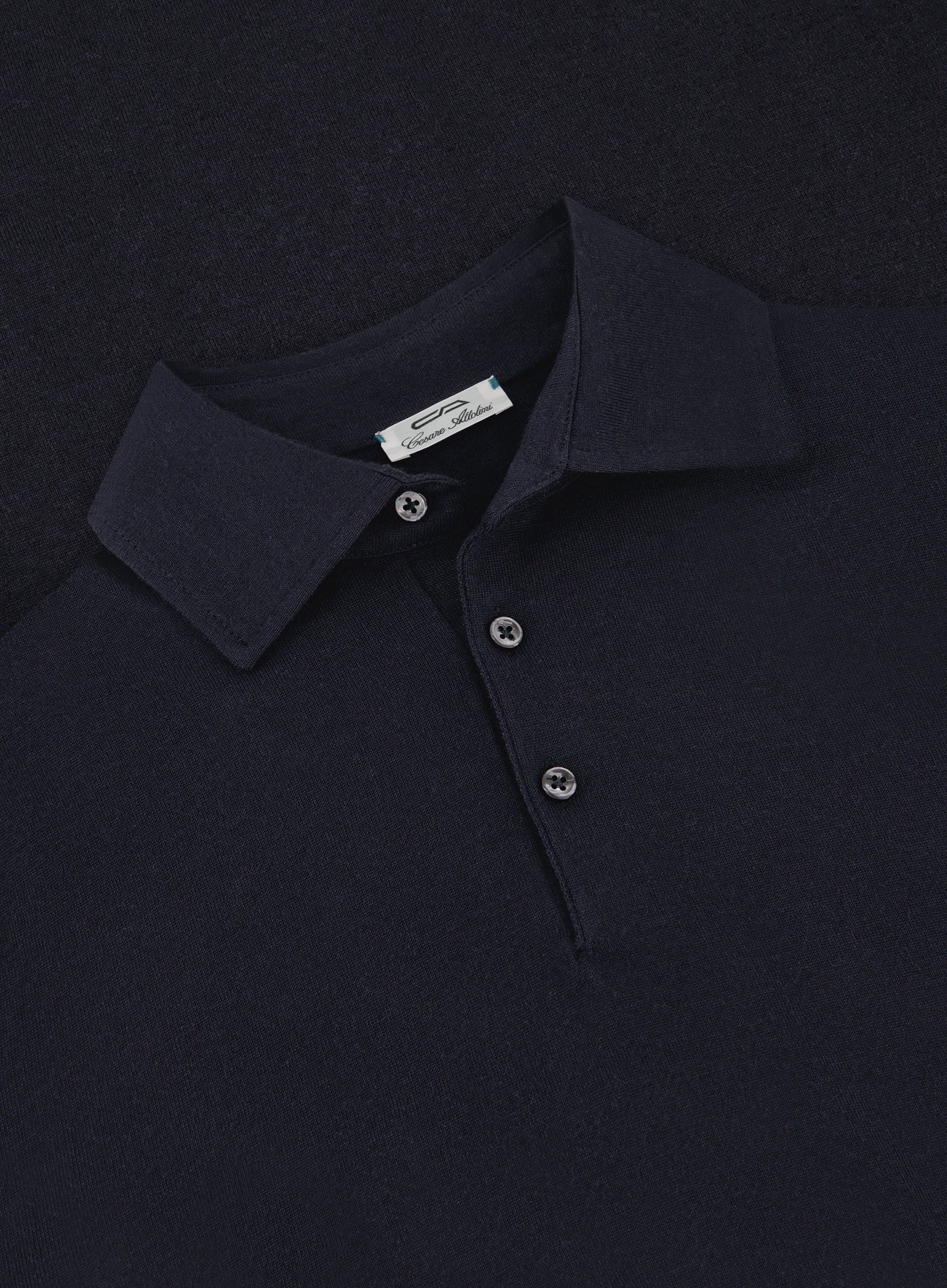 Poloshirt van cashmere en zijde | BLUE NAVY