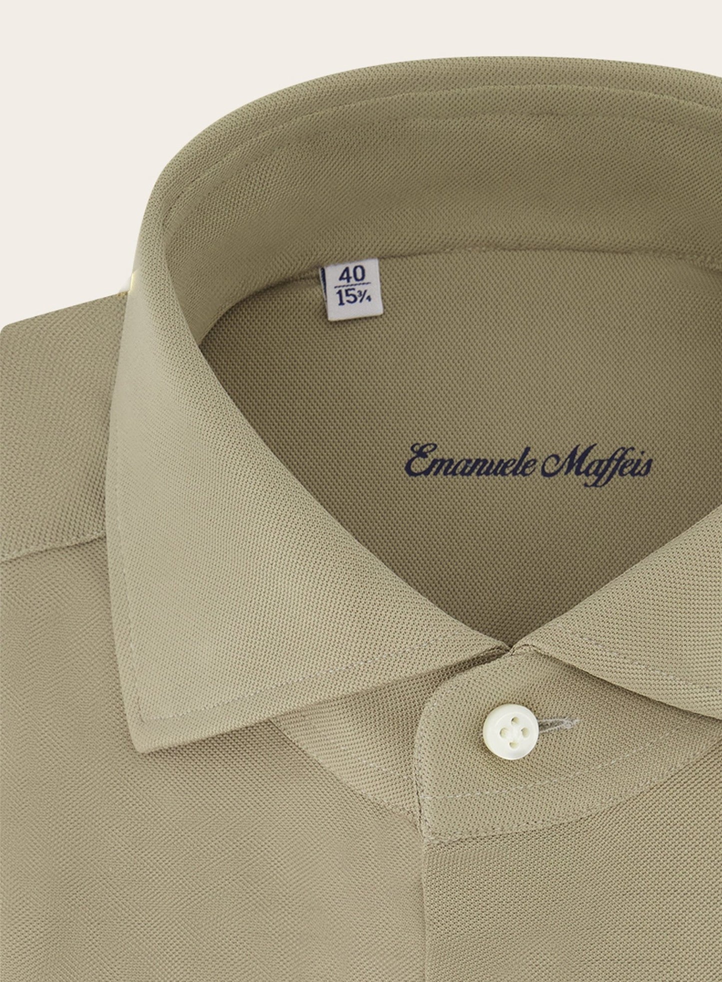 Regular-fit stretch piqué overhemd | Khaki