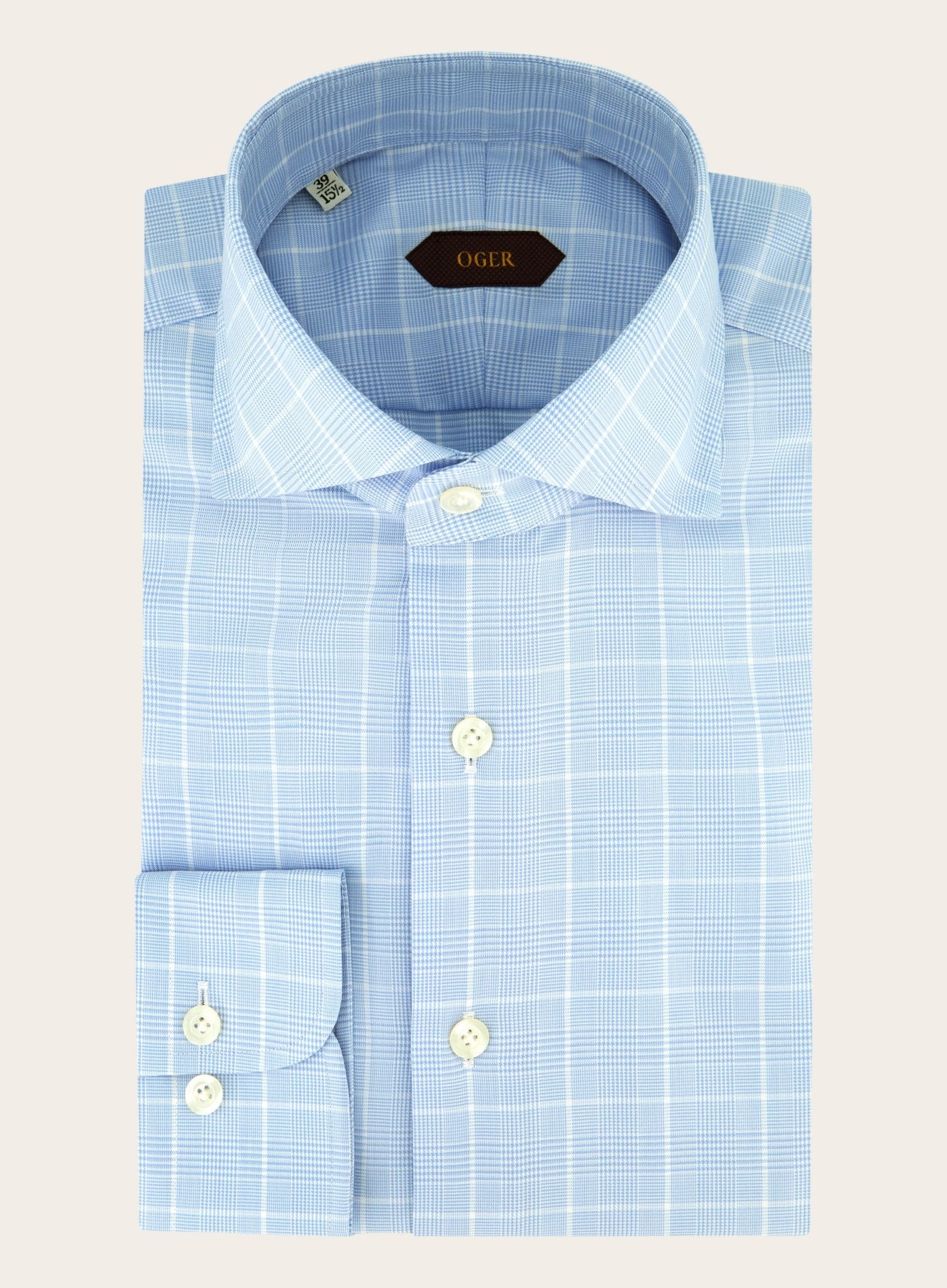 Prince of wales shirt van katoen | Blauw