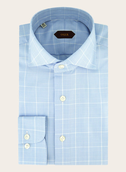 Prince of wales shirt van katoen | Blauw