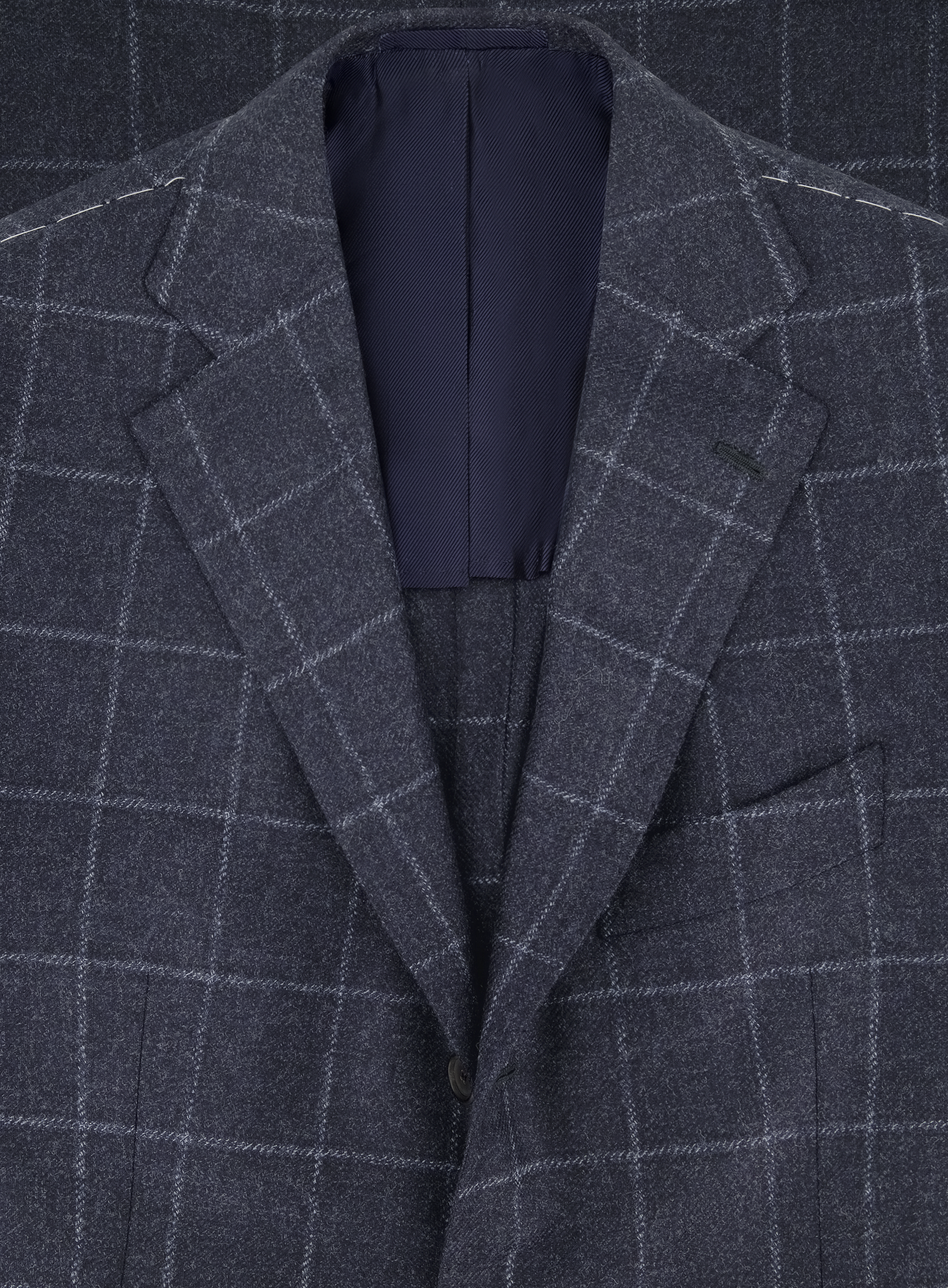 Handgemaakt geruit jasje van cashmere | FULL_WIDTH | BLUE NAVY