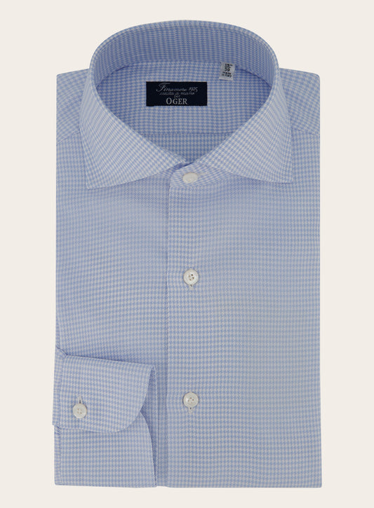 Pied-de-poule shirt van katoen | L.Blauw 