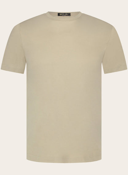 T-shirt van zijde en katoen | Beige