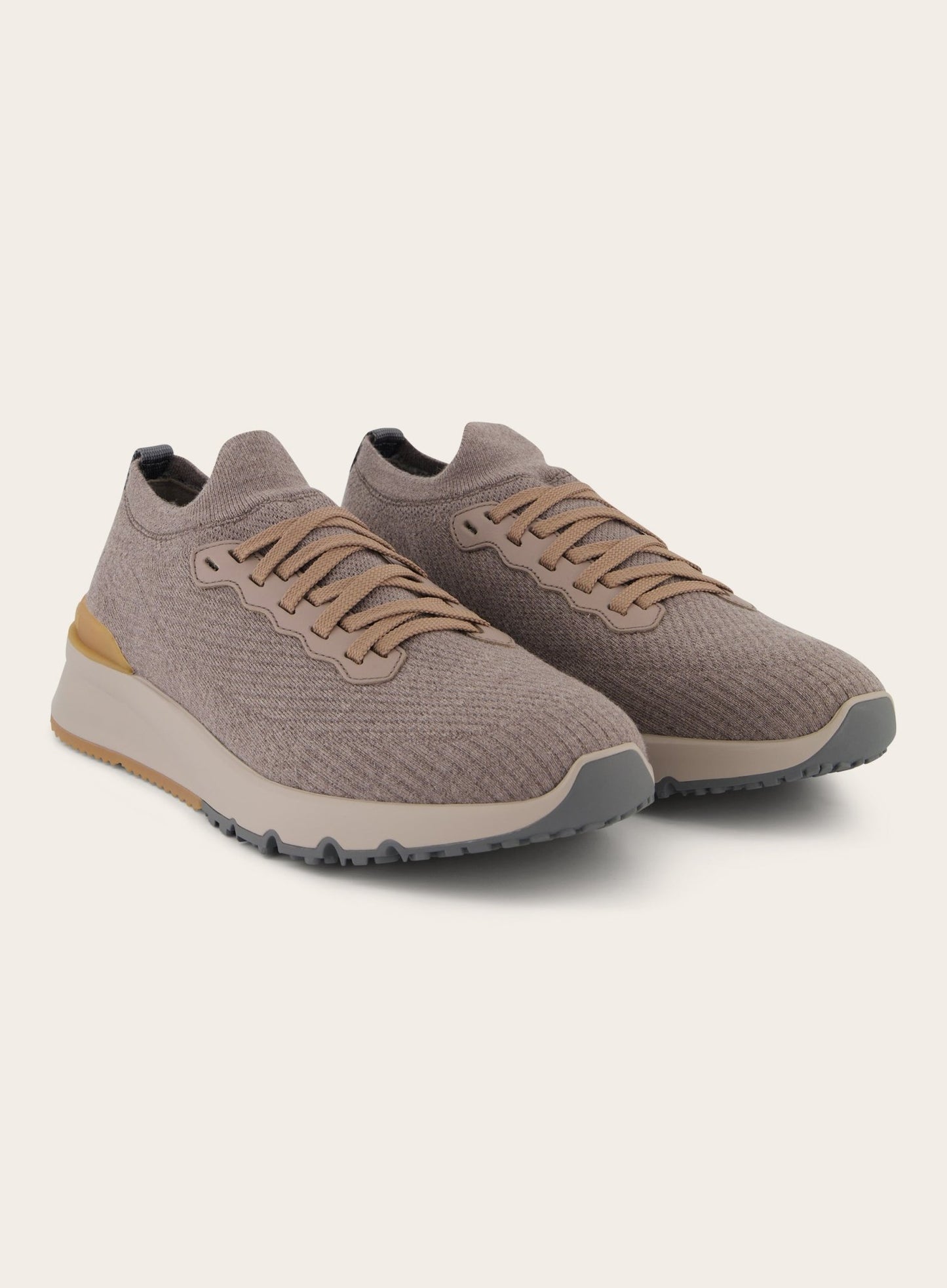 Knitted low-top sneakers van wol | TAUPE