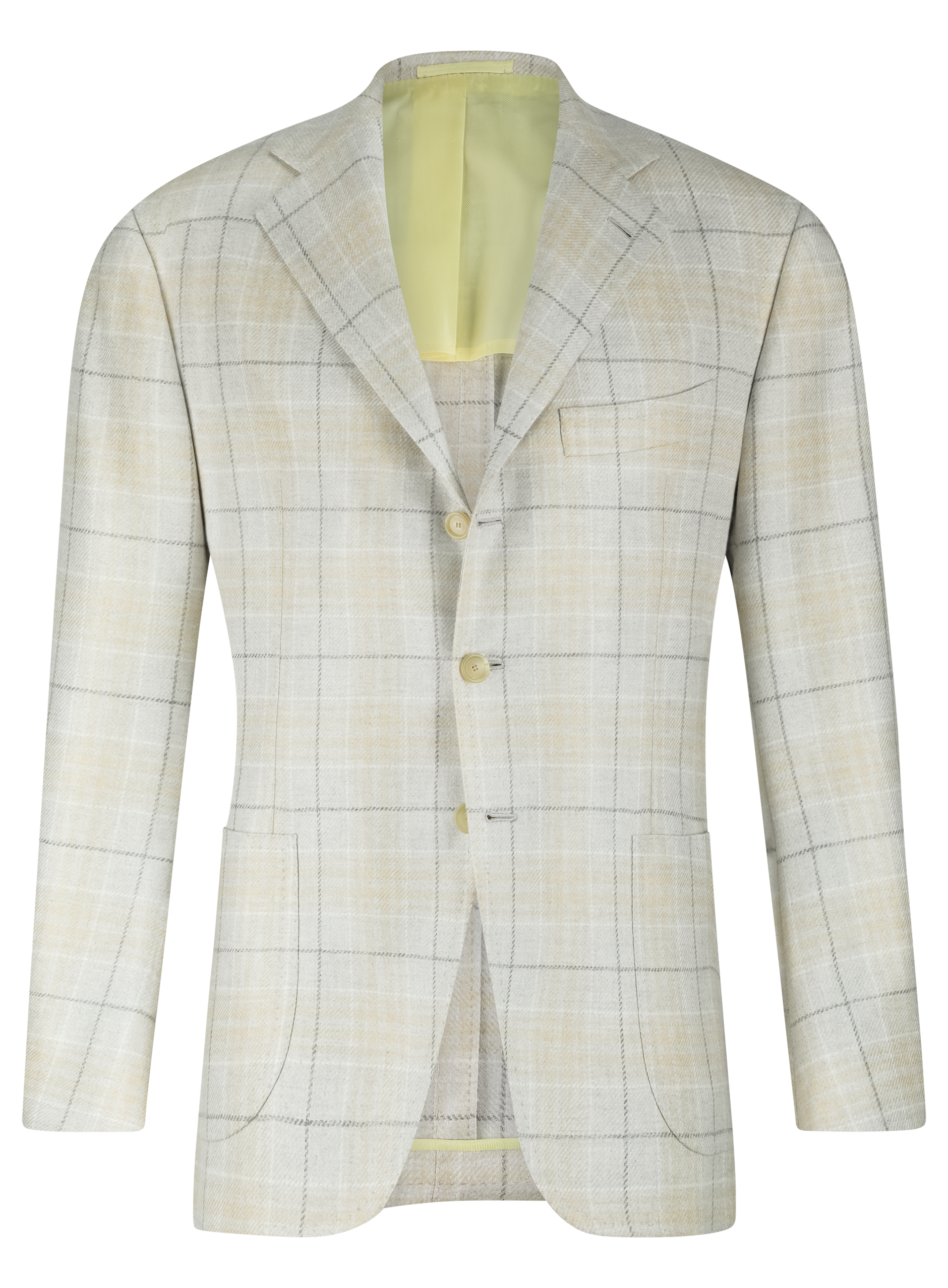 Handgemaakt glencheck jasje van cashmere | Beige
