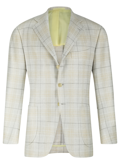 Handgemaakt glencheck jasje van cashmere | Beige