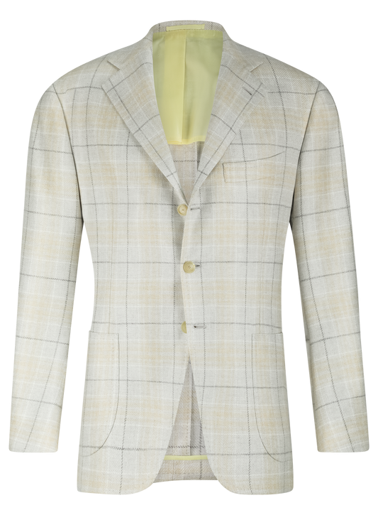 Handgemaakt glencheck jasje van cashmere | Beige