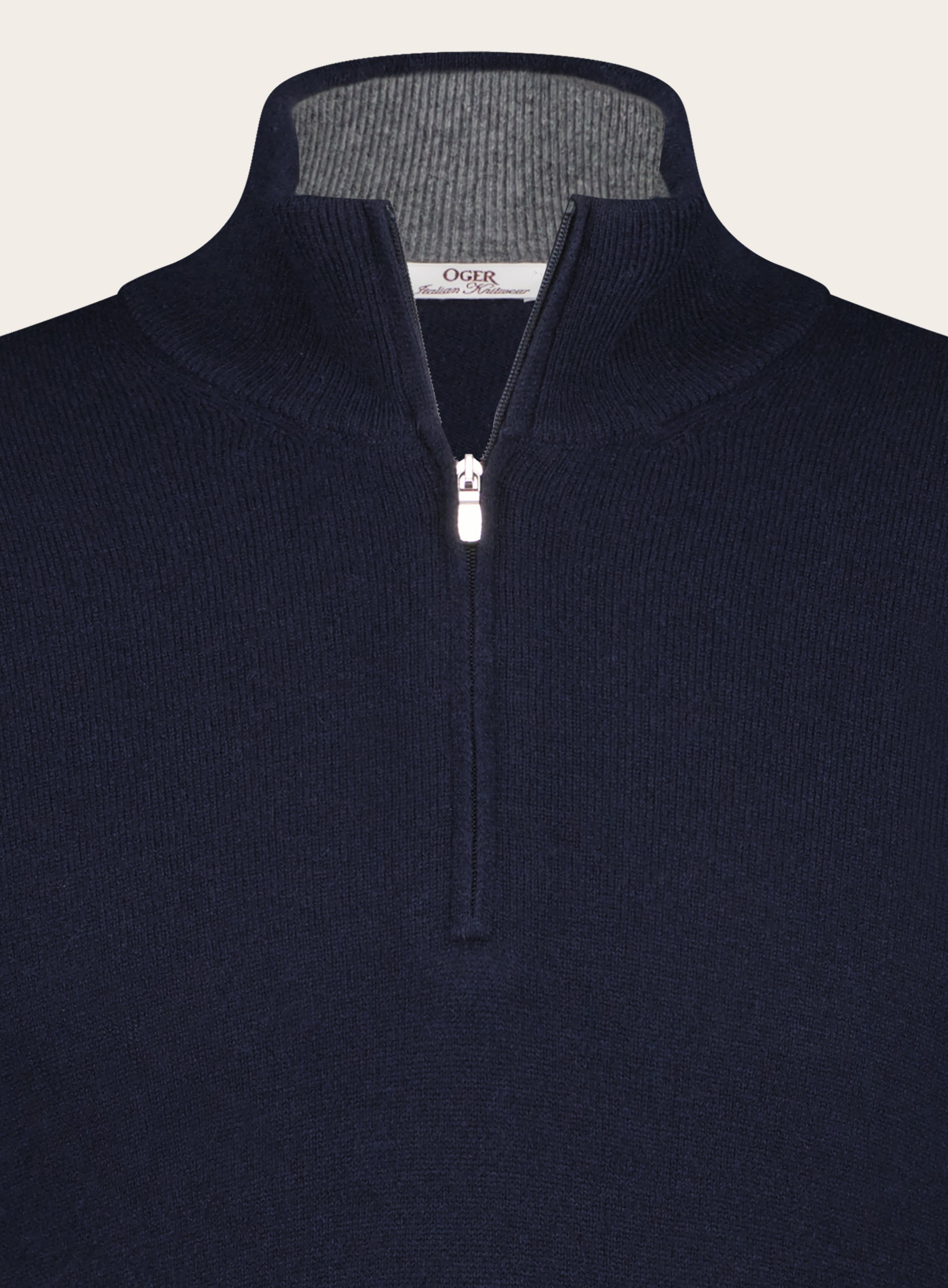 Half-zip van wol en cashmere | BLUE NAVY