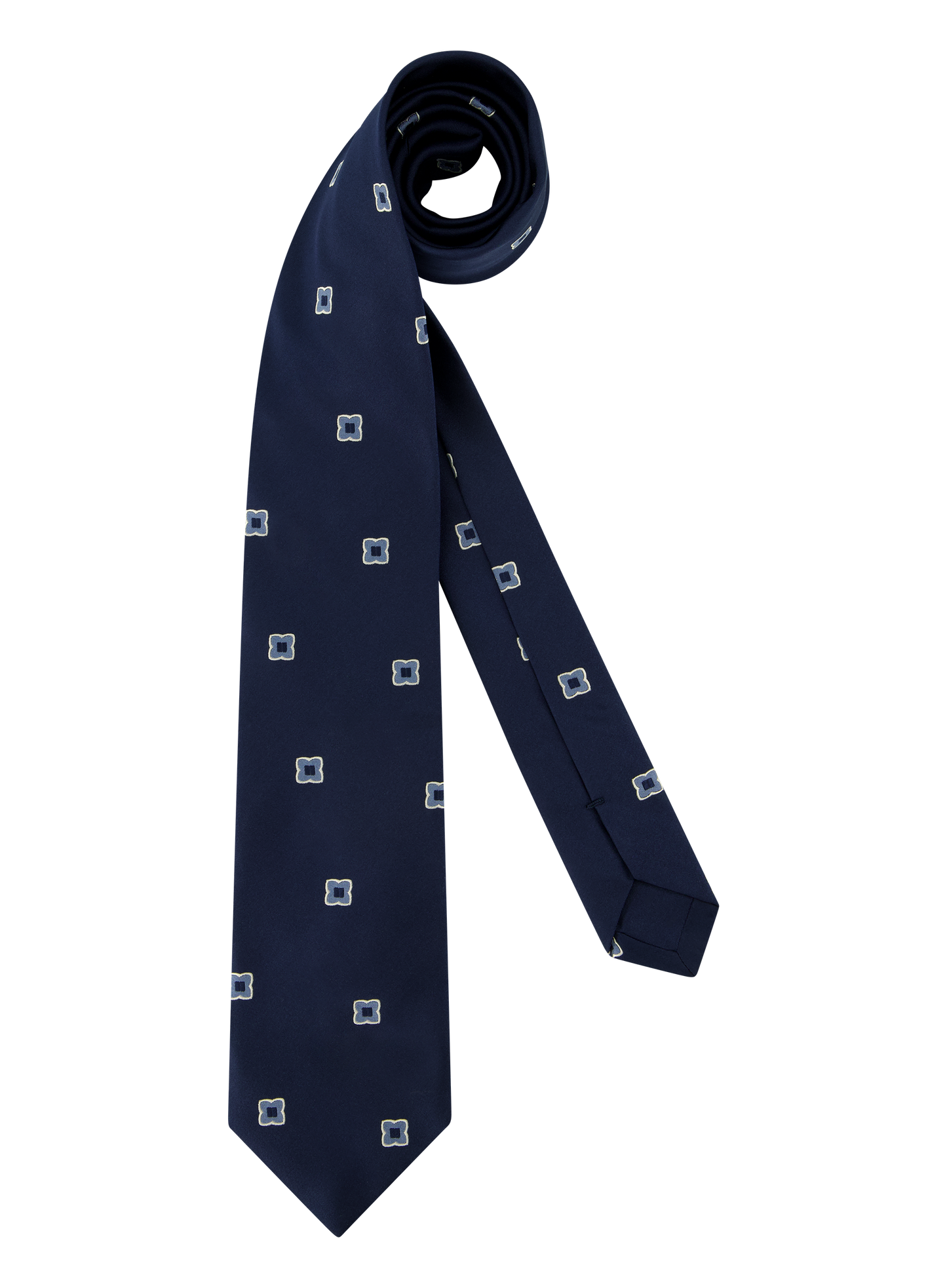 Stropdas van zijde met print | BLUE NAVY