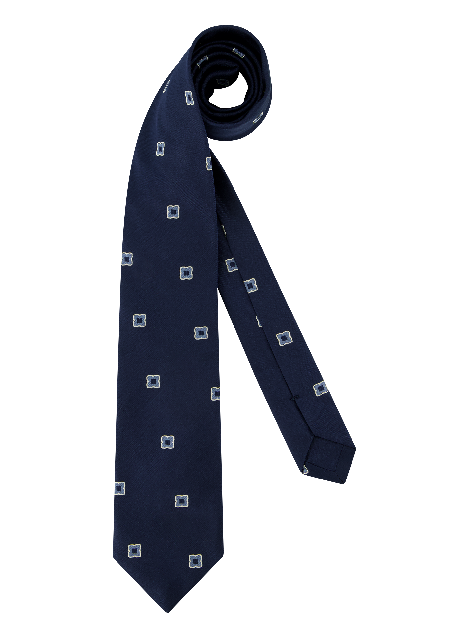 Stropdas van zijde met print | BLUE NAVY