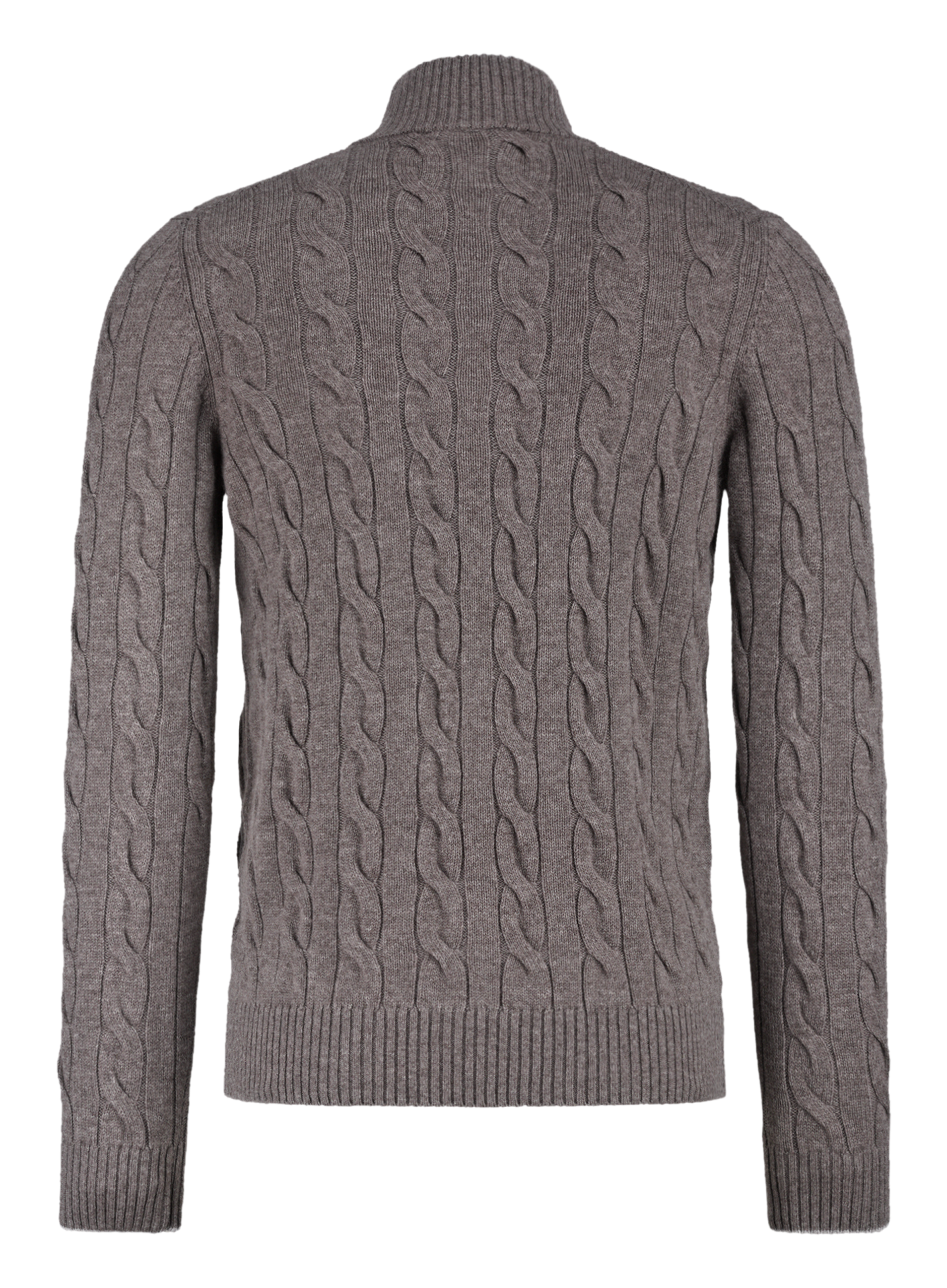 Kabelgebreid ritsvest van wol en cashmere | TAUPE