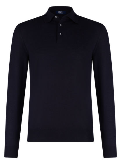 Polo van cashmere en zijde | BLUE NAVY