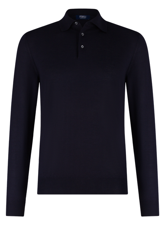Polo van cashmere en zijde | BLUE NAVY