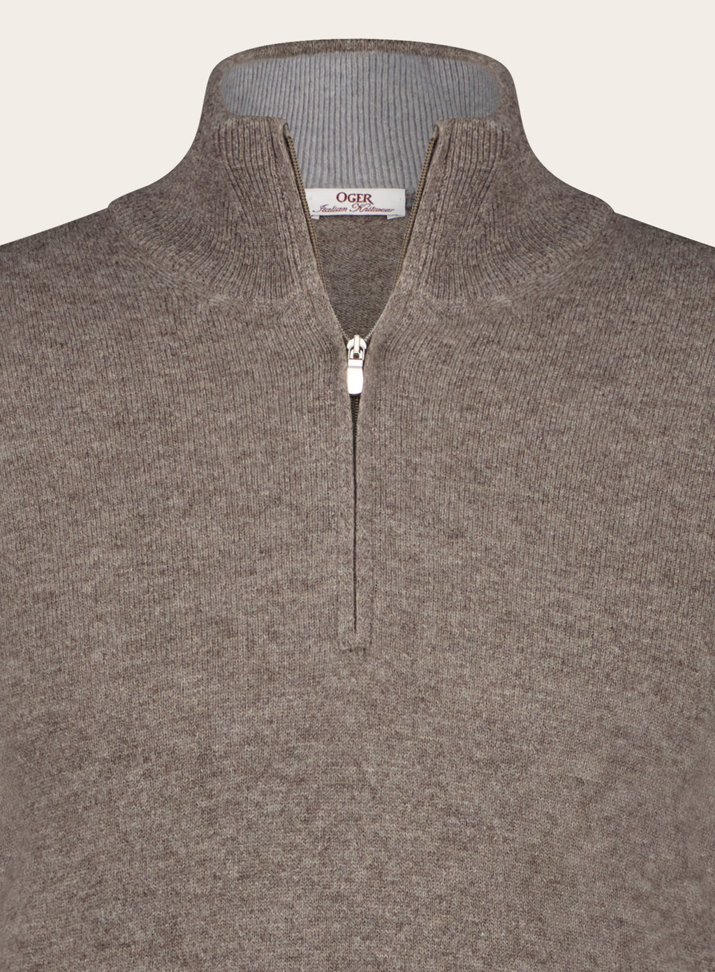 Half-zip van wol en cashmere |TAUPE BRUIN