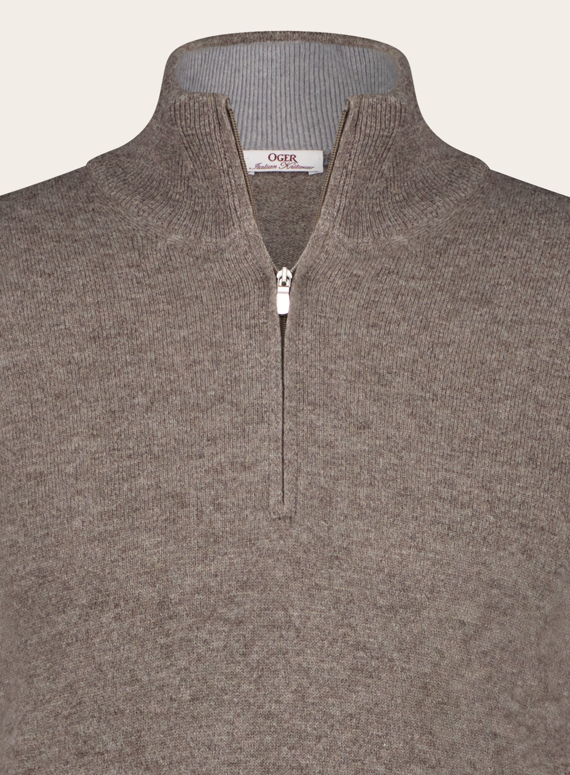 Half-zip van wol en cashmere |TAUPE BRUIN