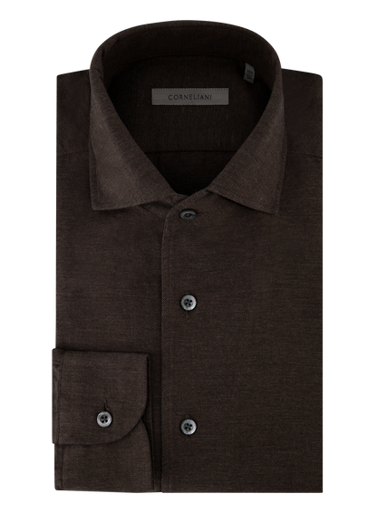 Shirt van katoen en cashmere | Bruin