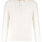 Kabelgebreide polo van wol en cashmere | Wit