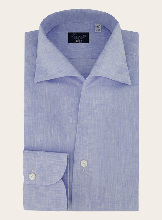 Regular-fit shirt van linnen | L.Blauw